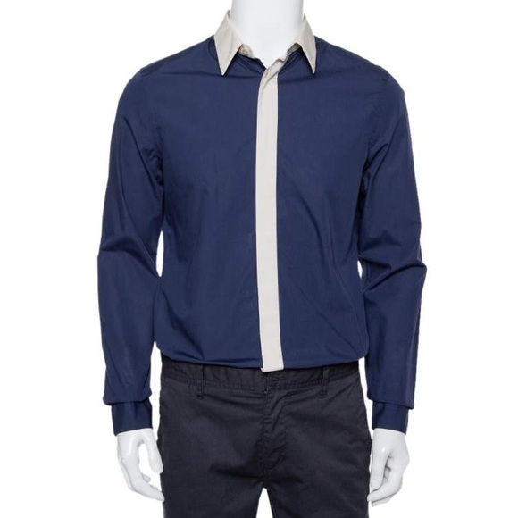 Prada Midnight Blue Shirt with Black Label - Picture 1 of 6